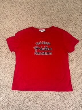 Self Esteem Red Graphic Tee "Too Much Princess For One Boy"
